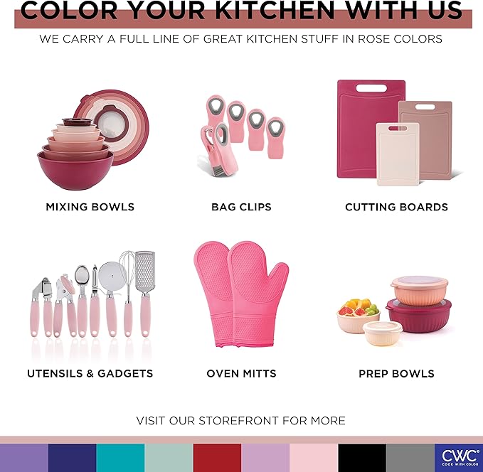 COOK WITH COLOR Bag Clips, Heavy Duty Chip Clip and Refrigerator Magnet Clips for Food Storage with Air Tight Seal Grip for Snack Bags and Food Bags (Pink, Pack of 8)