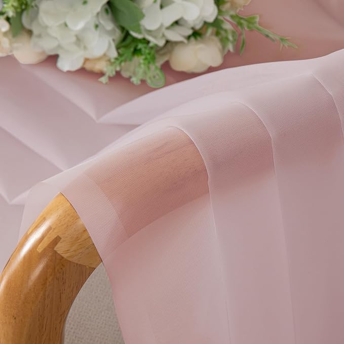 Chyhomenyc Sheer Curtains 54 Inch Long 2 Panels, Short Voile Drapes for Dinning Small Windows Bathroom Living Room Bedroom, Rod Pocket, 42Wx54L Inches, 2PCS, Blush Pink
