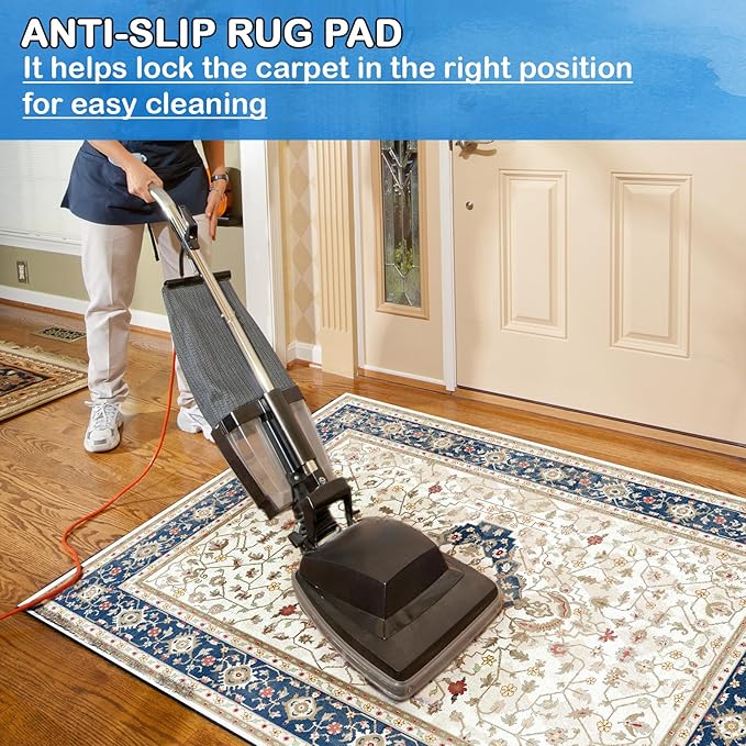 Non-Slip Rug Pads 6 x 9 ft, 100% Waterproof Extra Large Area Rugs Non Skid Rug Pad for All Floors and Finishes Durable Hardwood Floor Protective Felt Keeps Rugs in Place, Safe and Secure