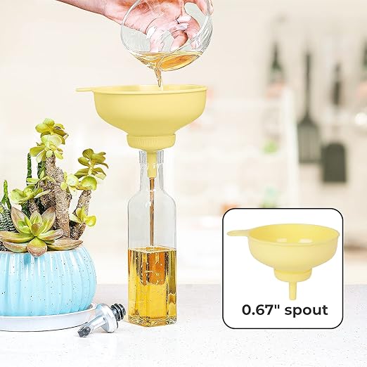 Wide Mouth Kitchen Funnel, Food Grade Plastic Cooking Canning Funnel with 4 Sizes Spouts for Filling Wide and Regular Mason Jars, Spray Dropper Oil Bottle Jug Spices Shampoo Sauce