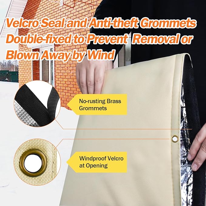 Backflow Preventer Pipe Insulation Cover (5°F) - Irrigation Sprinkler Valve Insulated Pouch - Water Well Pump Cover - Sturdy 5 Layers for Winter Freeze Protection, 14" W x 18" H, Beige