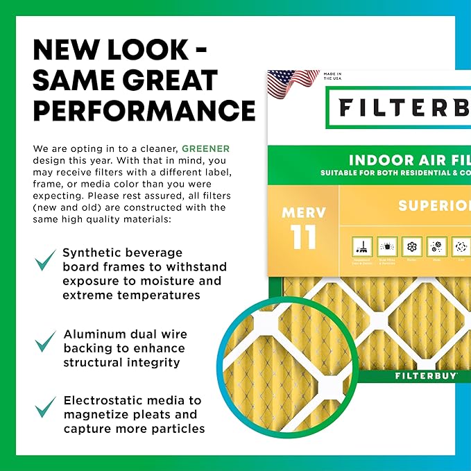 Filterbuy 13x20x1 Air Filter MERV 11 (MPR 1200) Allergen Defense Replacement (4-Pack), Electrostatic Pleated HVAC AC Furnace Filters, Made in USA (Actual Size: 12.88 x 19.88 x 0.75)