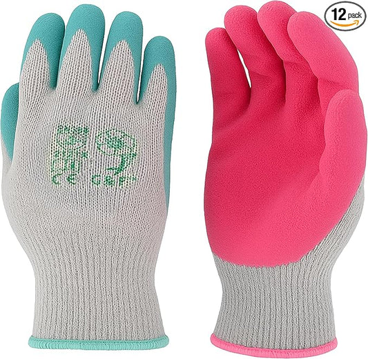 G & F Products G & F Rubber Latex Double Coated Work Gloves for Construction, gardening gloves, heavy duty Cotton Blend