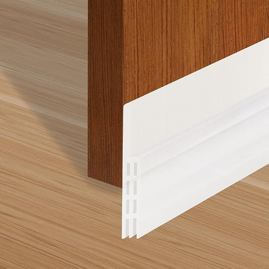Adhesive Backed Door Draft Stopper – Silicone Under Door Sweep for Interior & Exterior Doors, Noise & Air Insulation, Self Stick Weather Stripping Door Seal, 2" W x 39" L (Clear) by Randall Mfg
