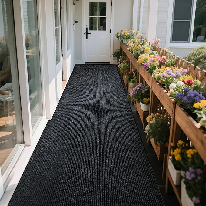 Extra Large Indoor/Outdoor Entrance Mat - 4 x 5 Feet, Rubber Border Door Mat, Waterproof, Low-Profile, Easy to Clean, Rubber Entry Mat,Commercial Floor Mat, Charcoal Grey