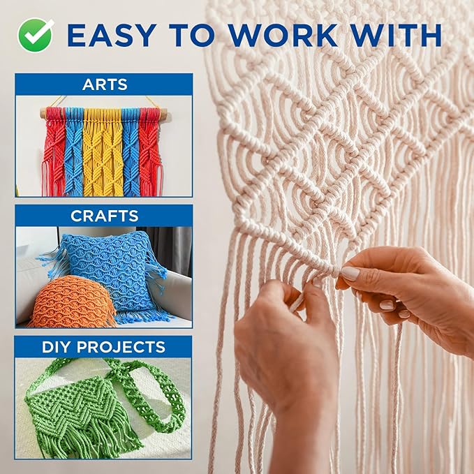 TECEUM Cotton Rope 3/16” (5 mm) – 50 FT – Strong All-Purpose Braided Rope – Natural Cotton – for Crafting, Сamping, Clothes Line, DIY, Indoor & Outdoor Use – Orange