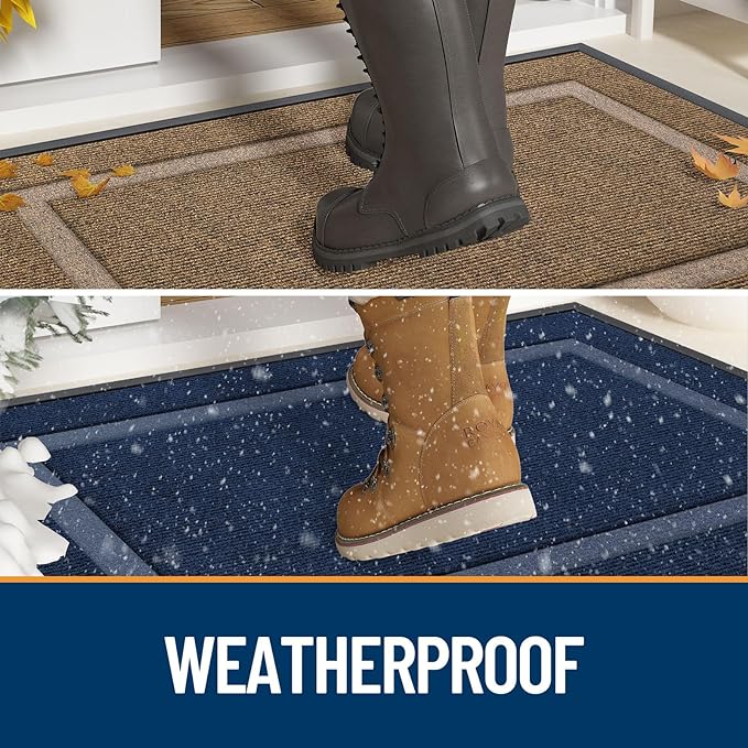 OLANLY Front Door Mat Indoor Outdoor Entrance, Waterproof All-Season, All-Weather Doormat, Sturdy Natural Rubber, Fade Resistant, Low Profile, Easy Clean Patio Porch Entryway Mat, 36x24, Wine Red