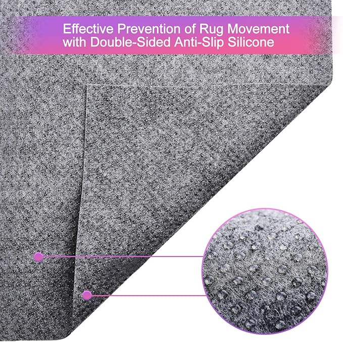 Ultra Strong Anti-Slip Rug Felt Pad 2 x 8 ft for Hardwood Floors, Non Slip Area Gripper, Thin Profile Non Skid Carpet Mat Keep Your Rugs in Place- Gray