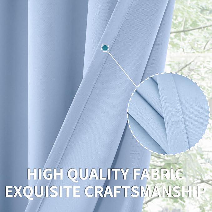 BGment Light Blue Blackout Curtains 36 Inch Length for Kitchen Cafe Window - Short Thermal Insulated Drapes Privacy Protection for Nursery Kids Bedroom Bathroom, 42 x 36 Inch, 2 Panels