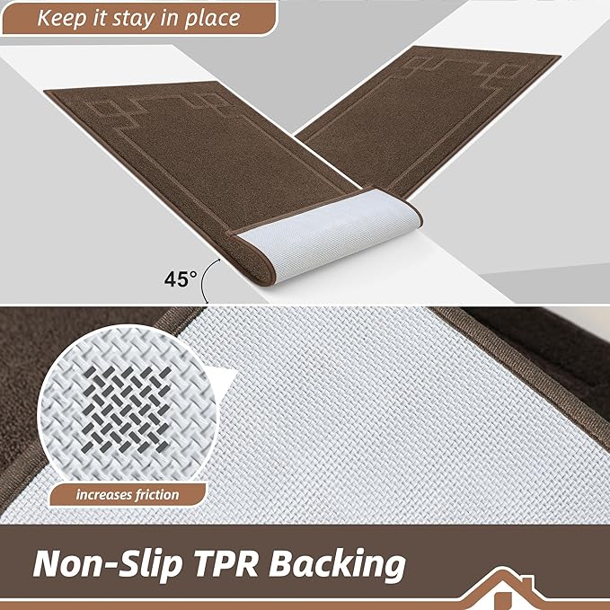 BEQHAUSE Door Mat 32" x 48", Non-Slip Door Mats Indoor Entryway Rugs Washable Low-Profile Absorbent and Stain Resist Floor Mats, Dog Door Mat for Front Back Door, Muddy Wet Shoes & Paws, Brown