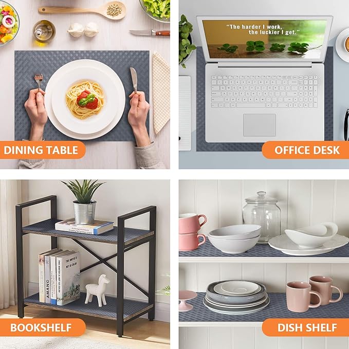 Shelf Liners for Kitchen Cabinets Refrigerator Liners Waterproof Kitchen Cupboard Liner Durable Plastic Drawer Mats EVA Material Non Adhesive Fridge Mats for Shelves - Gray 17.5 x 157.4 Inches