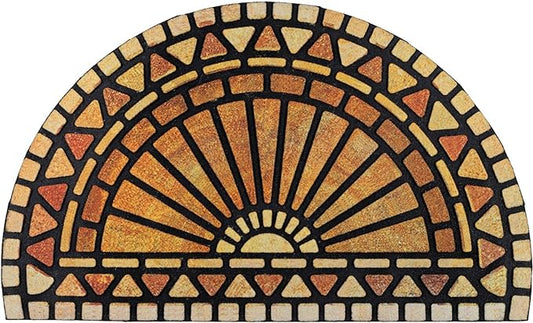 CHICHIC Welcome Door Mat 18 x 30 Inch Front Doormat Outdoors for Home Entrance Outdoors Mat for Outside Entry Way Doormat Entry Rugs, Heavy Duty Non Slip Rubber Back Low Profile, Semicircle