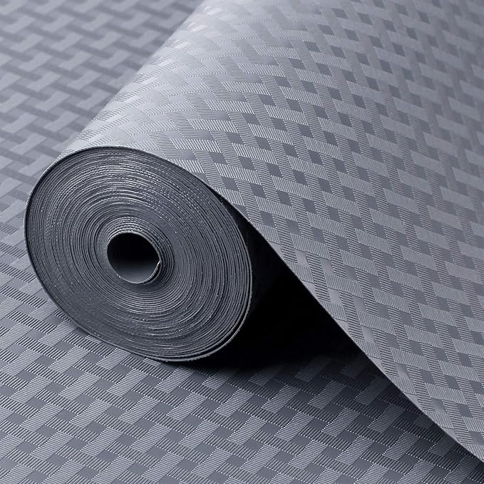 Shelf Liners for Kitchen Cabinets Refrigerator Liners Waterproof & Oil-Proof Kitchen Cupboard Liner Non-Slip Drawer Mats EVA Non Adhesive Fridge Liner for Shelves - Gray 11.8 x 236.2 Inches