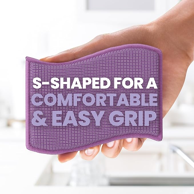 Scotch-Brite Stay Clean Scrubber Pads, Non-Scratch Dish Sponges for Kitchen Cleaning, 12 Count, Rinses Clean, Odor-Resistant, Safe on Non-Stick Cookware, Pots, Pans, and Glassware