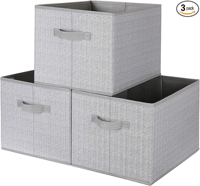 WUIKE Closet Storage Bins, Trapezoid Storage Boxes with Handles, Fabric Storage Baskets for Organizing Clothes, Sheets, Blankets, Decorative Storage Bins (Dark Gray, Extra Large)