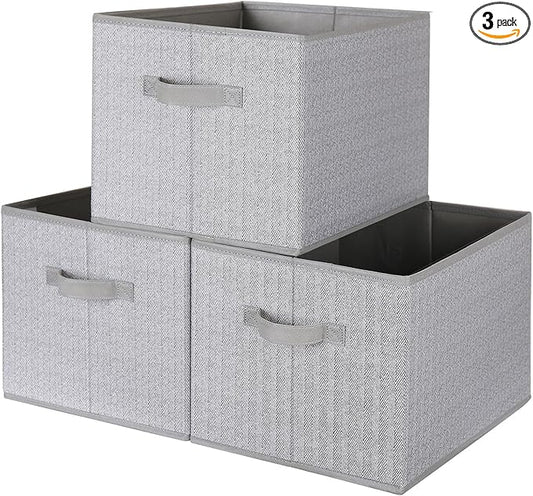 WUIKE Closet Storage Bins, Trapezoid Storage Boxes with Handles, Fabric Storage Baskets for Organizing Clothes, Sheets, Blankets, Decorative Storage Bins (Dark Gray, Extra Large)