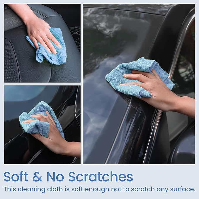 Greenfound Microfiber Cleaning Cloth Roll -80 Pack, 11.5x11.5, Tear Away Towels, Reusable and Washable Rags, Blue