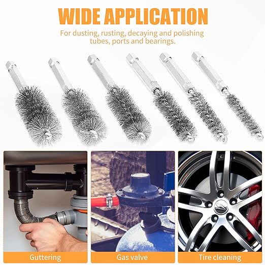 12 Pieces Wire Brush Drill Bore Cleaning Brush Set,with 1/4 Inch Hex Shank Stainless Steel Wire Twisted Brush for Drill Impact Driver