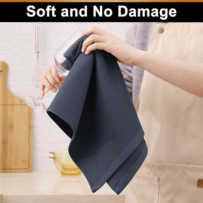 Homaxy 100% Cotton Kitchen Towels and Dishcloths Set - 8 Pack Waffle Weave Soft and Absorbent Dish Towels - 26 X 16 Inch and 12 X 12 Inch - Multiple Colour