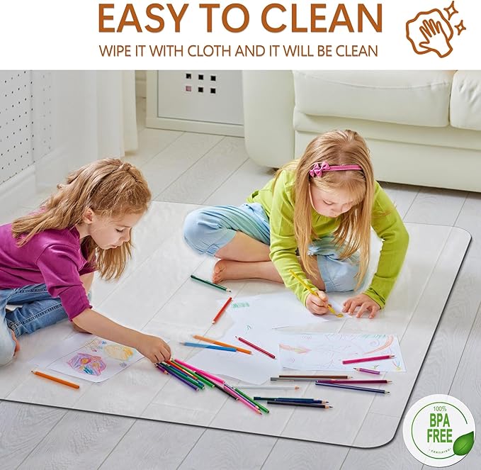 Office Chair Mat for Hardwood Floor- 35" x 35" Clear Desk Computer Chair Mat for Hard Wood/Tile Floors, Easy Glide Plastic Mat for Under Office Chairs on Hardwood for Work & Home