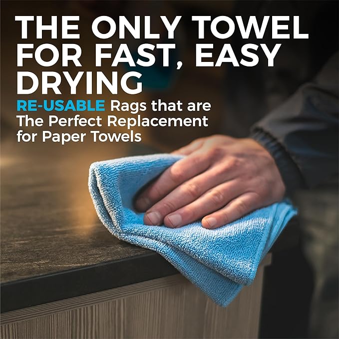 The Rag Company - All-Purpose Microfiber Terry Cleaning Towels - Commercial Grade, Highly Absorbent, Lint-Free, Streak-Free, Kitchens, Bathrooms, Offices, 300gsm, 12in x 12in, Red (12-Pack)