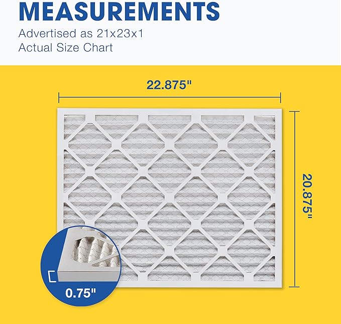 Aerostar 21x23x1 MERV 13 Pleated Air Filter, AC Furnace Air Filter, 6 Pack (Actual Size: 20 7/8" x 22 7/8" x 3/4")