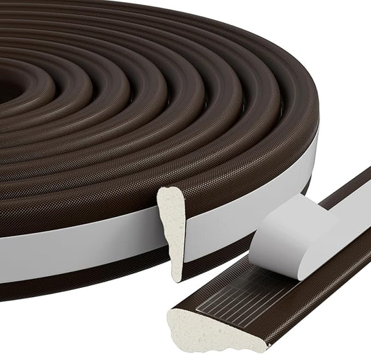 16.4 Ft Weather Stripping Seal Strip for Doors/Windows,Soundproofing Window Insulation Draft Stopper for Winter, Selfadhesive Foam Weather Strip for Door Frame,Door Gap Filler Noise Blocker(Brown)