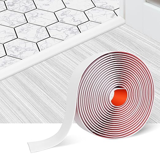 Floor Transition Strip Self Adhesive Floor Cover Strips Laminate 3" Wide Vinyl Flat Divider Transitions (7.5cm, 6.56Ft, White)