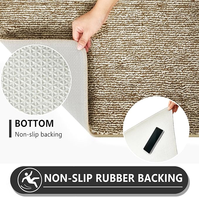 REFETONE Indoor Doormat, Front Door Mat 20"x32" Absorbent Rubber Backing Non Slip Back Door Mats, Washable Low-Profile Inside Floor Mat Door Rugs for Entryway, Resist Dirt Mud Mat for Dogs, Coffee