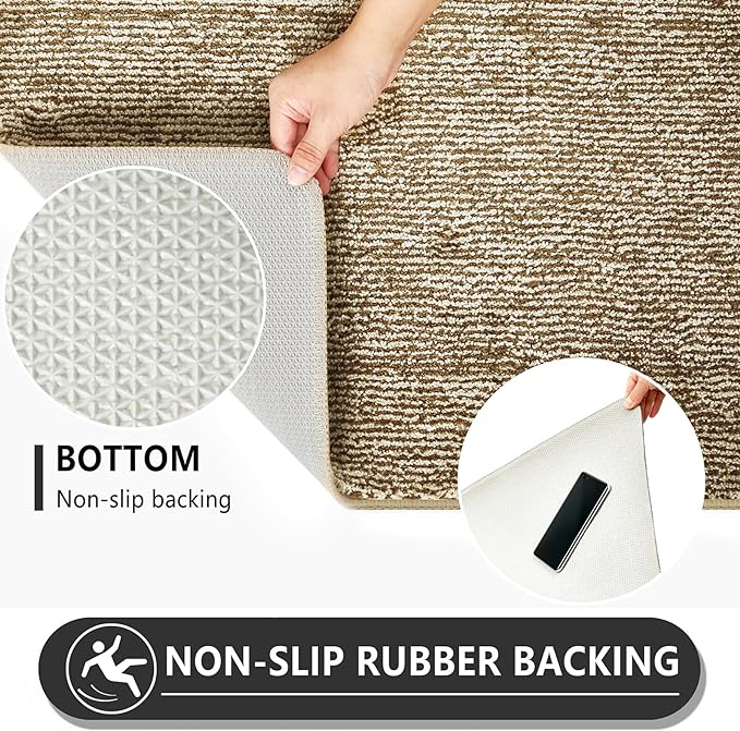 REFETONE Indoor Doormat, Front Door Mat 32"x48" Absorbent Rubber Backing Non Slip Back Door Mats, Washable Low-Profile Inside Floor Mat Door Rugs for Entryway, Resist Dirt Mud Mat for Dogs, Coffee