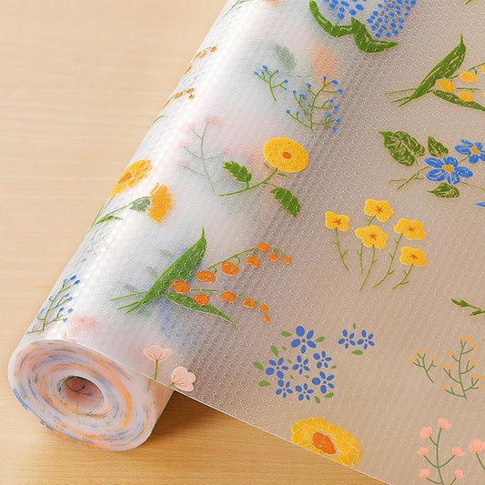 INNOLITES Non-Slip Shelf Liner – Cabinet & Drawer Liner Non-Adhesive – Waterproof Oil-Proof – Durable EVA with Floral for Kitchen Cabinets Refrigerator – BPA-Free, Easy to Cut 17.7" x 78.7"
