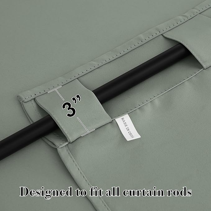 RYB HOME Sage Green Curtains, Small Window Curtains Tiers for Kitchen Bathroom, Blackout Thermal Insulated Drapes, Privacy UV Protection Short Window Treatment, W42 x L36, 2 Panels