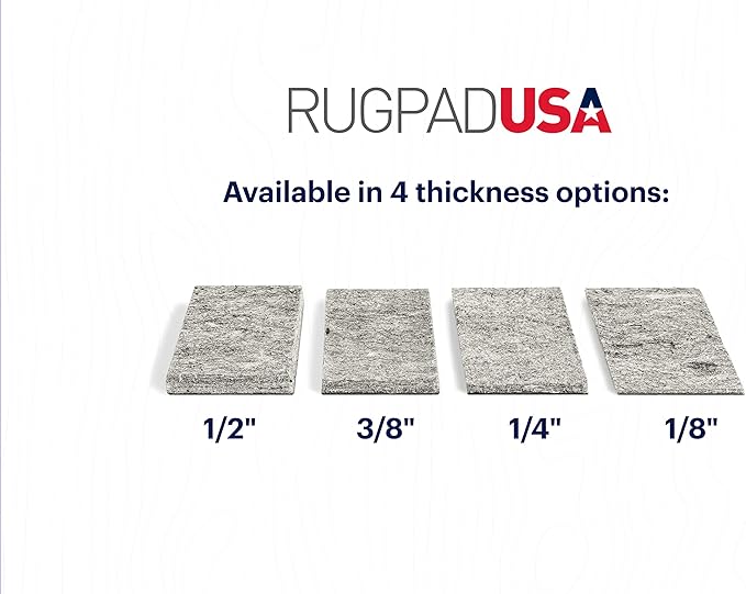 RUGPADUSA - Dual Surface - 5'x7' - 1/2" Thick - Felt + Rubber - Non-Slip Backing Rug Pad - Adds Comfort and Protection - for Hard Surface Floors