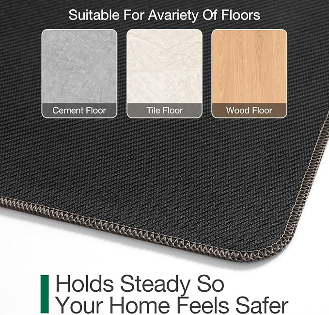 LUMI Large Indoor Door Mat, 36"x56" Non Slip Rubber Backing Entrance, Easy Clean Low Profile Ultra Thin Entryway for Inside House, Brown