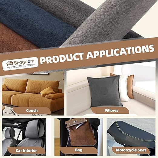 Suede Repair Patch, 17X158 Inch Fabric Large Repair Tape, Self-Adhesive Patches for Furniture, Sofa, Car Interior, Shoes, Hand Bag, Clothing (Dark Grey, 17X158 Inch)
