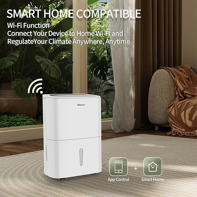150 Pint Energy Star Dehumidifier with Pump and WIFI for Large Room/Basement (7,000 Sq.Ft) - Auto Drain Hose, Continuous Drainage, Auto Defrost - Quiet for Bedroom, Bathroom, Home & Commercial Use