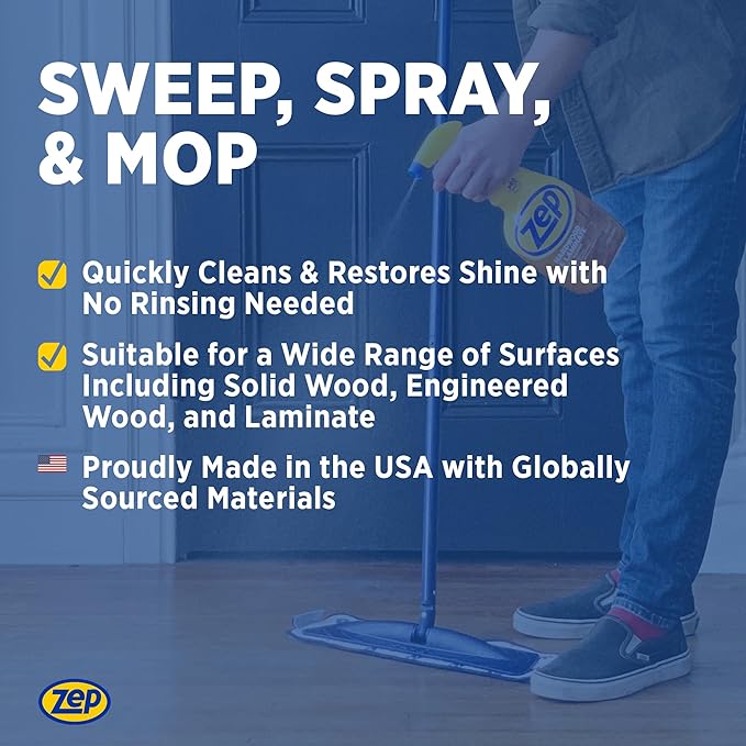 Zep Hardwood and Laminate Floor Cleaner - 32 Oz (Case of 4) - ZUHLF324 - Cleans Spots, Stains, and Scuffs while Restoring Shine on Hardwood, Laminate, Cabinet Doors, Crown Molding, and MORE