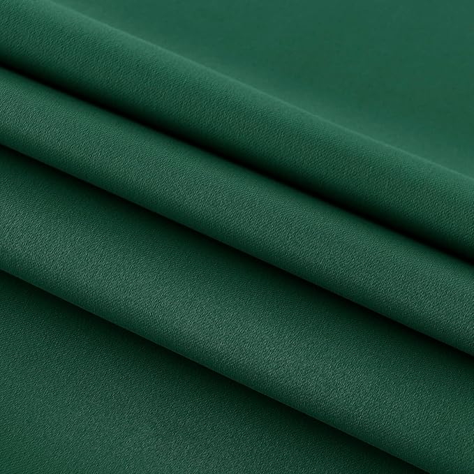 DWCN French Door Curtains – Rod Pocket Thermal Blackout Curtain for Doors with Glass Window, Kitchen and Patio Doors for Privacy, 54 X 40 Inches Long, 1 Curtain Panel with Tieback,Hunter Green