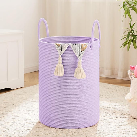 Laundry Basket,Woven Cotton Rope Laundry Hamper,60L for Decorative Storage of Dirty Clothes,Toys and Blankets in Bathroom,Baby Room and Living Room