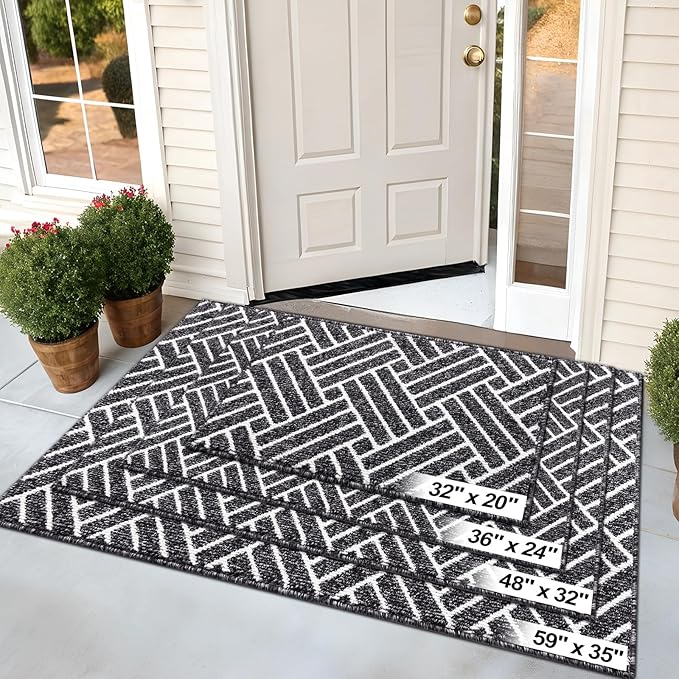 OLANLY Indoor Door Mat, 36x24 Inch, Dirt Resistant and Absorbent, Non-Slip Rubber Backing Floor Mats, Easy Clean Low-Profile Doormat for Entryway, Front Door, and Inside Entrance, Black