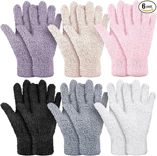 Bencailor 6 Pairs Microfiber Dusting Gloves, Dusting Cleaning Gloves Microfiber Gloves for Plants House Blinds Car Dust Mitt (Elegant Color,Medium)