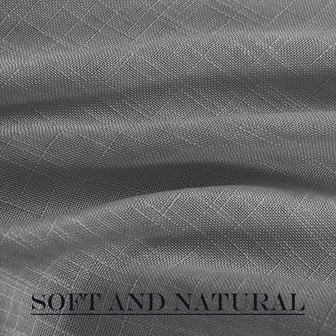 NICETOWN Flax Linen Sheer Door Curtains Privacy French Curtain Light Filgtering Tricia Window Curtain for Patio Sidelight Glass Door, 36 x 72 inches, 1 Panel, Dark Grey