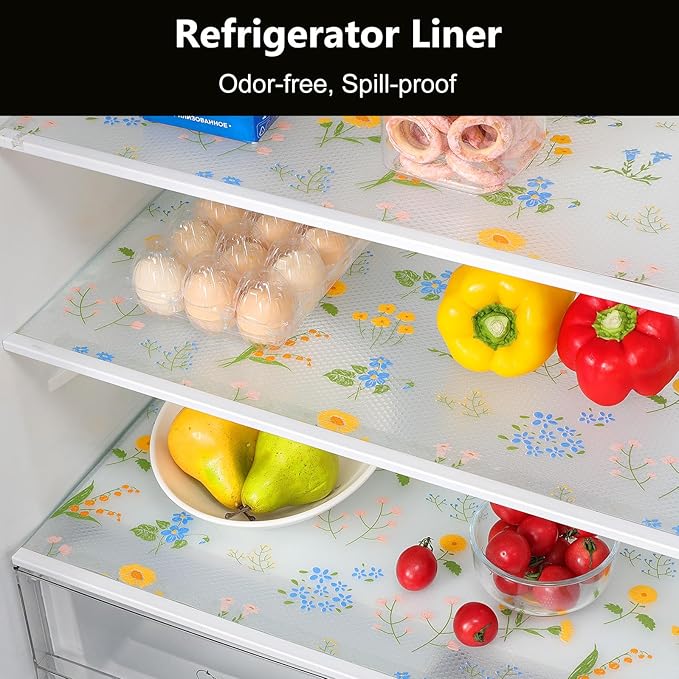 INNOLITES Non-Slip Shelf Liner – Cabinet & Drawer Liner Non-Adhesive – Waterproof Oil-Proof – Durable EVA with Floral for Kitchen Cabinets Refrigerator – BPA-Free, Easy to Cut 11.8" x 360"