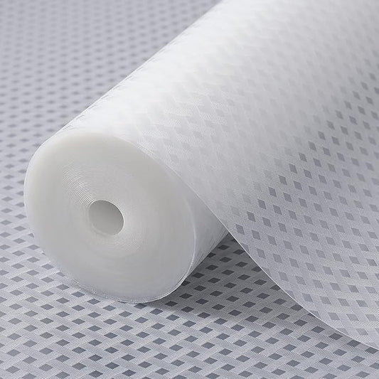 Shelf Liners for Kitchen Cabinets Refrigerator Liners Waterproof & Oil-Proof Kitchen Cupboard Liner Non-Slip Drawer Mats EVA Material Non Adhesive Fridge Liner for Shelves (23.6 x 236.2 inches, Clear)