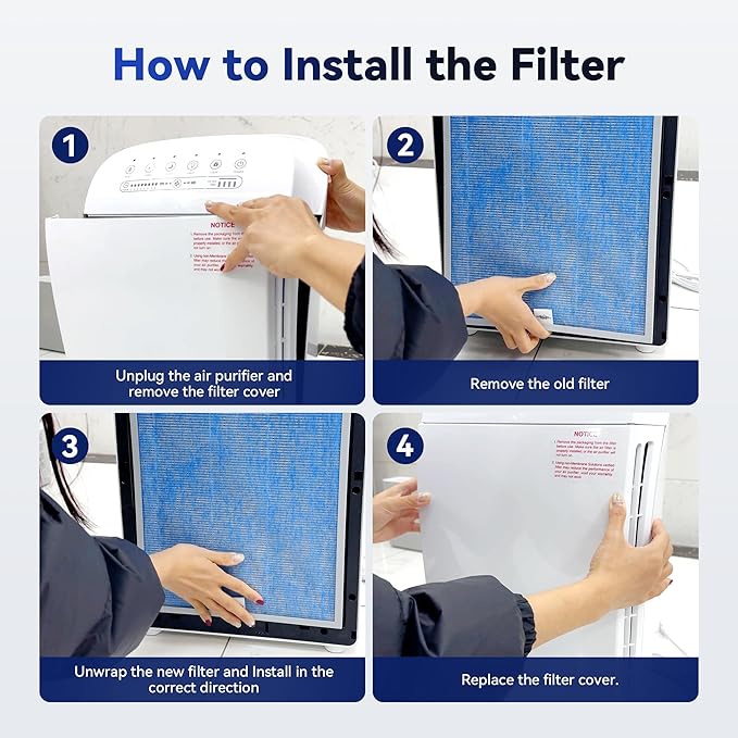 Membrane Solutions MSA3/MSA3S Genuine Original Air Purifier Filter Replacement 2 Pack, Upgraded 4-in-1 H13 True HEPA Filter with OdallerPure Technology