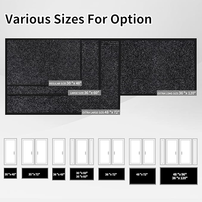 Front Door Mat Indoor Outdoor Entrance, 36" x 48" Dirt Resistant and Absorbent Door Mat, TPR Backing Non-Slip Doormats, Easy to Clean, Low Profile Welcome Floor Mat for Outside Entry