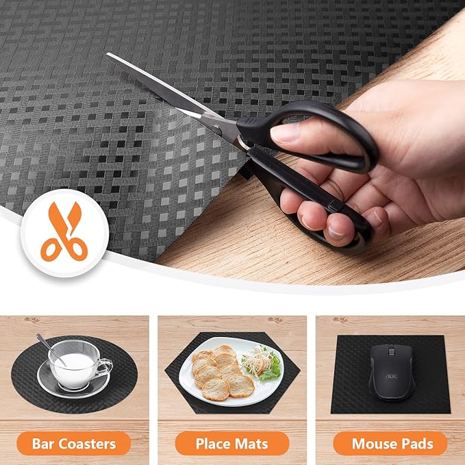 Shelf Liners for Kitchen Cabinets Refrigerator Liners Waterproof & Oil-Proof Kitchen Cupboard Liner Non-Slip Drawer Mats Non Adhesive Fridge Liner for Shelves - Black 11.8 x 59 Inch