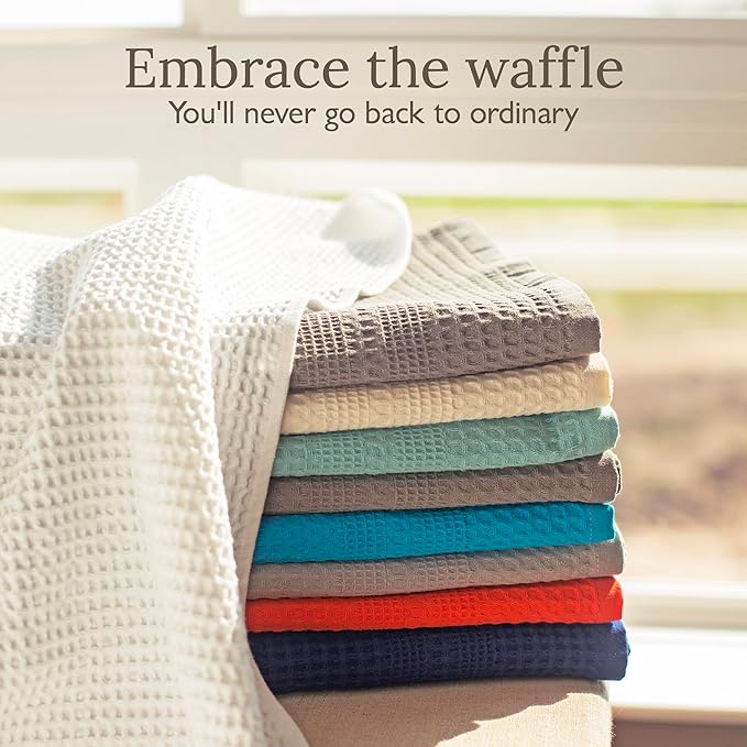 GILDEN TREE Waffle Towel Set Quick Dry Thin | 2 Bath Towels | 2 Hand Towels | 2 Washcloths, Classic Style (Pewter)