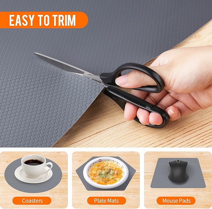 Shelf Liners for Kitchen Cabinets Non-Slip Drawer Liner Non Adhesive Cupboard Mat EVA Material Refrigerator Mats Fridge Liner Washable for Shoerack, Storage and Desks 11.8 x 118 Inches