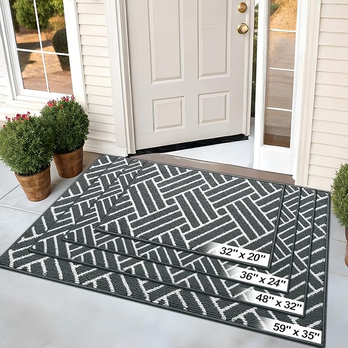OLANLY Large Indoor Door Mat, 59x35 Inch, Dirt Resistant and Absorbent, Non-Slip Rubber Backing Floor Mats, Easy Clean Low-Profile Doormat for Entryway, Front Door, and Inside Entrance, Charcoal